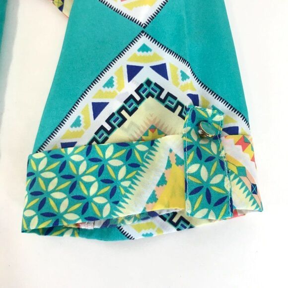 Wishful Park Scoop Neck Blouse Women's Small Chevron Geometric 3/4 Sleeves Sheer - Picture 4 of 10